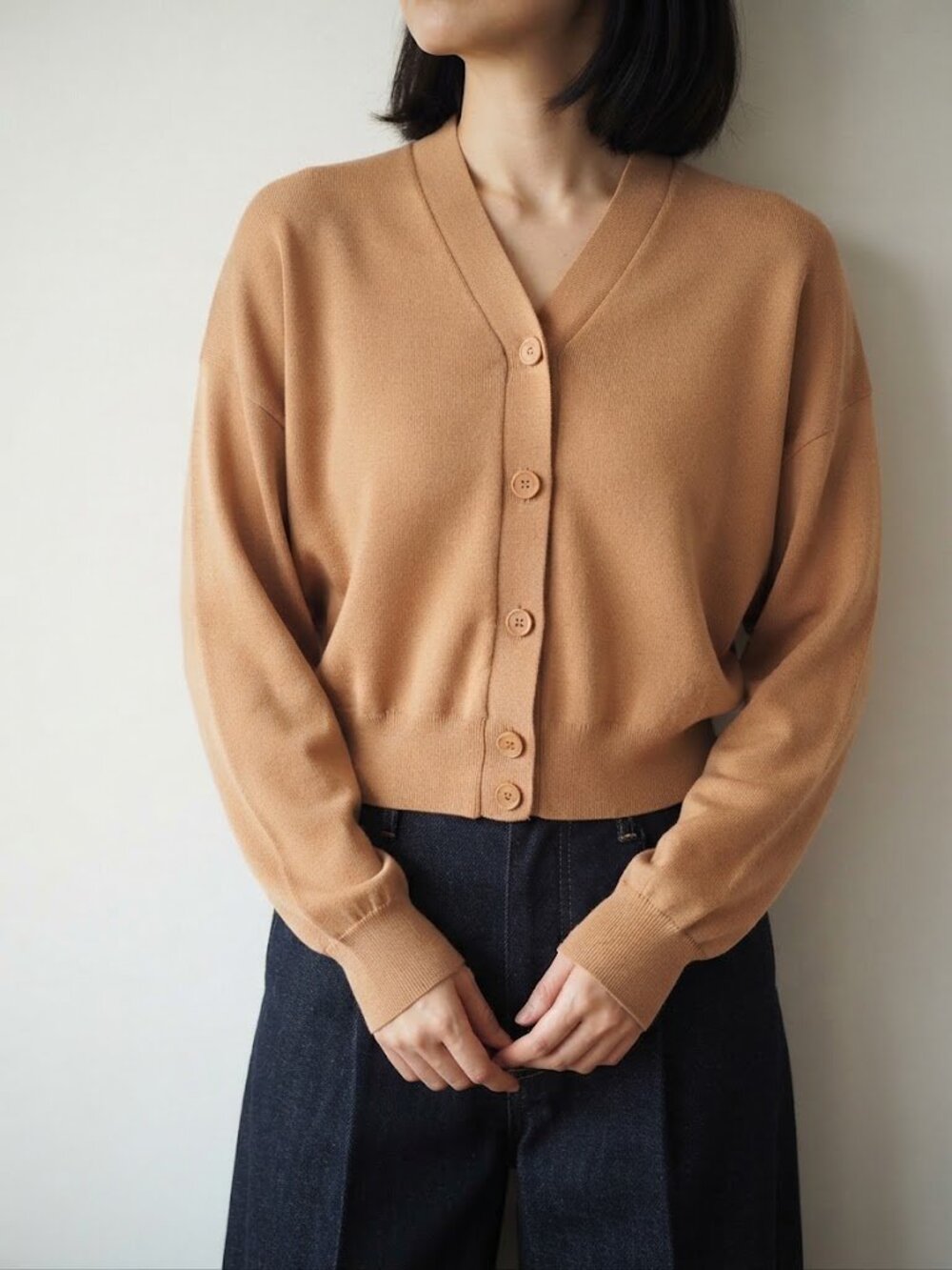 Uniqlo Cream Orange Button-Front Cardigan
